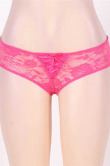 Hot Pink Open Crotch Floral Lace Panty