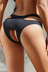 Black Strappy Crotchless Panty