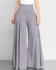 Solid Color High Waist Wide Leg Pants