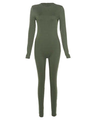 Women's Yoga Jumpsuits Ribbed Long Sleeve Crew Neck Tops Sport Jumpsuits