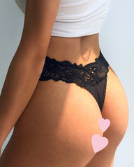 Sexy Lace Solid Color Hollow Back Cross Thong Briefs
