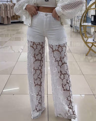 Laced Baby Blue Jeans