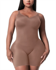 Daily Use Comfy Tummy Control Shapewear Bodysuit Mid Thigh With Built-In Bra