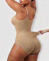 Deep V-Neck Adjustable Strap Back-Opening Bodysuit Shaper