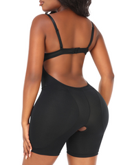 Open-Back Underbust Bra Tummy Control Butt Lifting Body Shaper with Hip Pads