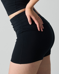 High Waist Ruched Fold-Over Yoga Biker Shorts