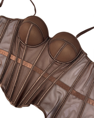 Sexy Mesh Suspender Corset