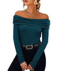 Sexy Off-Shoulder Slim-Fit Long-Sleeved Bottoming Shirt