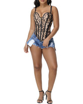 Removeable Strap Waist Trainer Leopard print Corest with Front Zipper