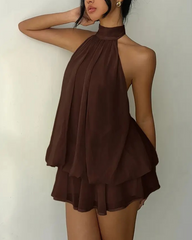 Elegant Chiffon Open-Back Tie Mini Dress