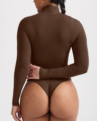High-Neck Warm Long-Sleeved Shaping Thong Bodysuit