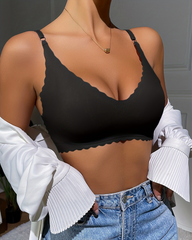 Seamless Ice Silk Wavy Edge Wire-Free Push-Up Bra