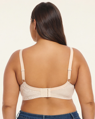 Plus Size Wire Free Jacquard Embroidered Lace Push Up Bra