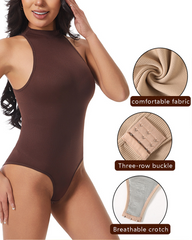 High-Neck Round-Neck Sleeveless Tight-Fitting Tummy-Control Bodysuit