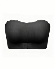 Seamless Wireless Scallop Edge Strapless Front Closure Bra