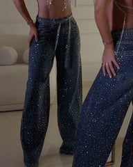 Diamond-Studded Straight-Leg Jeans