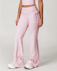 Fold Over High Waist Nude Feel Flared Yoga Workout Pants
