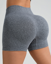 Seamless Ribbed High-Waisted Tummy Control Butt-Lifting Sports Shorts