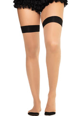 Bow Nude and Black Sheer Backseam Stockings