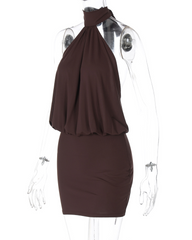 Sleeveless Halter Tie Backless Bodycon Mini Dress