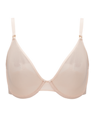 Unlined Low Cut Sheer Mesh Underwire Bra