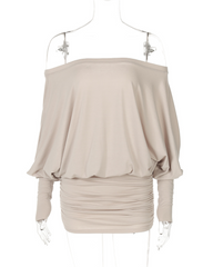 Off-Shoulder Ruched Bodycon Mini Dress