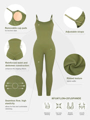 Classic Sage Ribbed Shaping Full Jumpsuit