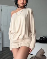 Off-Shoulder Ruched Bodycon Mini Dress