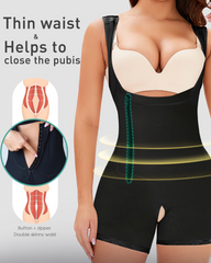 Side Zipper And Button Onesie Body Shaping Garment For Tummy Control And Hip Lifting