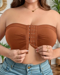 Strapless Bandeau Bra With Front Hook Closure Casual Comfort Breathable