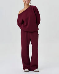 Comfortable Casual And Stylish Two Piece Set With Off Shoulder Design