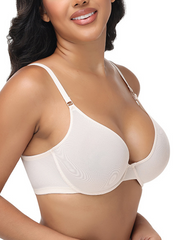 Unlined Low Cut Sheer Mesh Underwire Bra