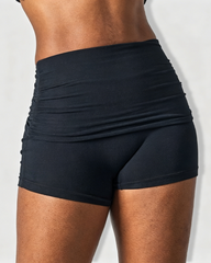 Fold-Over High Waist Tummy Control Stretch Yoga Shorts