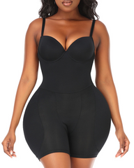 Open-Back Underbust Bra Tummy Control Butt Lifting Body Shaper with Hip Pads