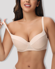Vertical Rib Mesh Breathable Underwire Push Up Support Bra
