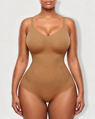 Deep V-Neck Adjustable Strap Back-Opening Bodysuit Shaper