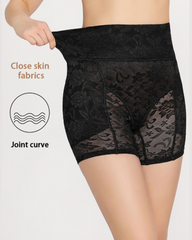 High Waist Lace Padded Butt Lifter Shaping Shorts