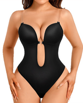 Deep V Backless Bodysuit With Bust Support Shaping And Invisible Shoulder Straps