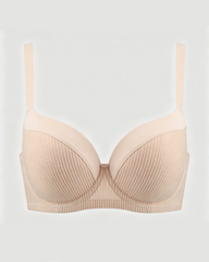 Vertical Rib Mesh Breathable Underwire Push Up Support Bra