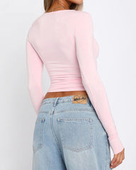 Solid Color Slim Fit Pullover Bottoming Shirt