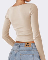 Slim Fit Lace Stitching Bottoming Top