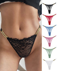 Sexy Rhinestone Metal Chain Women's Thong