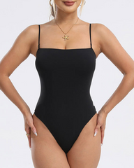 Square Neck Thin Strap High Waist Shaping Bodysuit