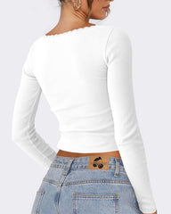 Slim Fit Lace Stitching Bottoming Top