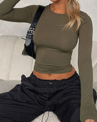 Solid Color Slim Fit Pullover Bottoming Shirt