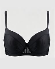 Vertical Rib Mesh Breathable Underwire Push Up Support Bra