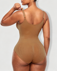 Deep V-Neck Adjustable Strap Back-Opening Bodysuit Shaper