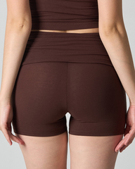 High Waist Ruched Fold-Over Yoga Biker Shorts