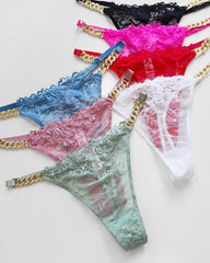 Sexy Rhinestone Metal Chain Women's Thong