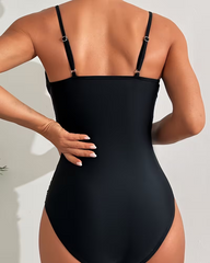 Lace Splicing Deep V One-Piece Swimsuit